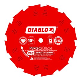 Diablo PergoBlade Saw Blade for Laminate and Wood Flooring - 10" Diameter, 12-Teeth, 5/8" Arbor, .087" Kerf, 10° Hook Angle, .063" Plate, 6000 Max RPM - D1012LF