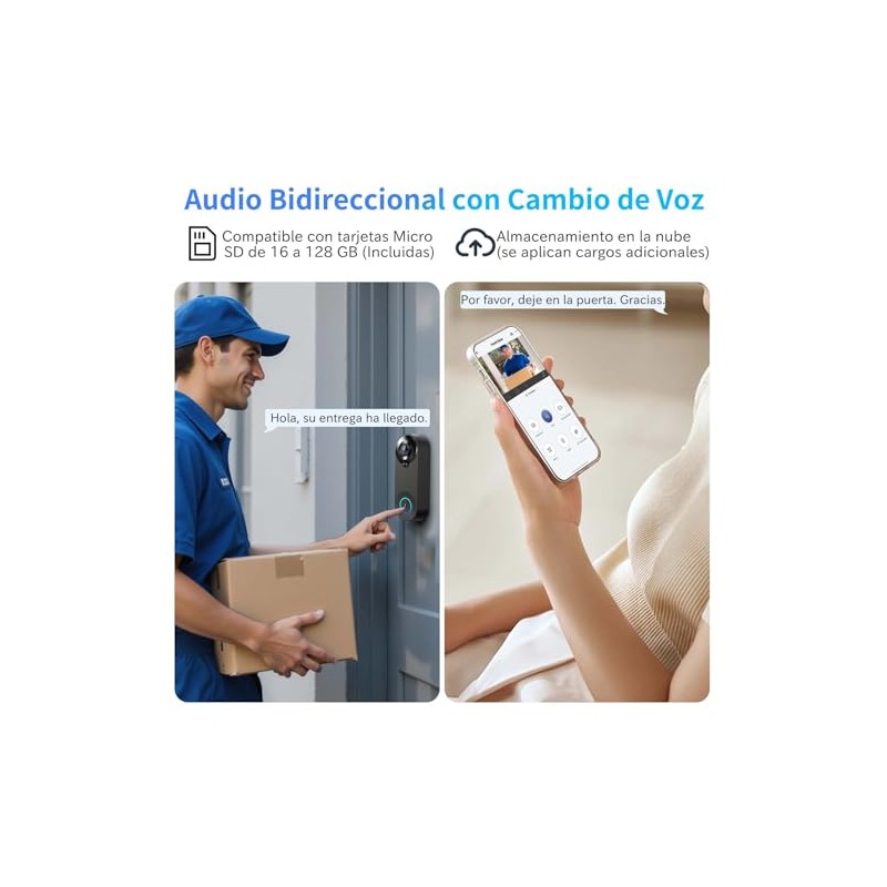 BUXFMHT Timbre con Video Inalambrico, Video Timbre Inteligente con Audio