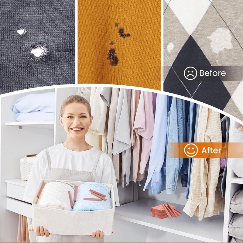 Homode Cedar Blocks for Clothes Storage, 50Pcs Cedar Sticks, Aromatic