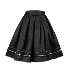 Kelliar Traditional Skirt, Women's Knee-Length Vintage Skirt, Oktoberfest Costume Skirt, Black, black