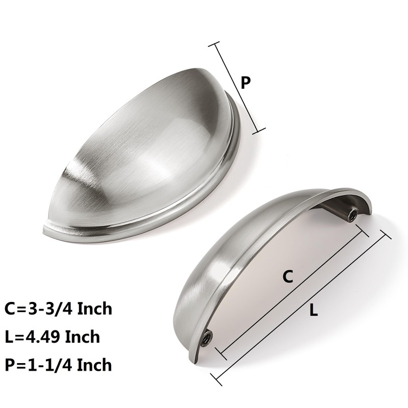 khtumeware 10 Pack 3-3/4" Drawer Pulls Brushed Satin Nickel Cabinet