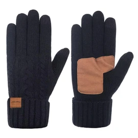 Copcape Gloves Women Winter Warm Cold Weather, Thermal Gloves Womens Merino Wool Cable Knit with Thick Thermal Thinsulate Lined,Touch Screen Gloves Women Fingers Anti-Slip(Black)