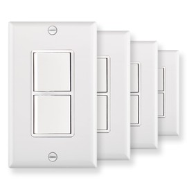 Wengart Duplex Rocker Combination Decorator Switch,120VAC 15Amp,Ground Terminal,Residential/Commercial Grade,2 Individual Switches,UL Listed,Wall Plate is Included (4)