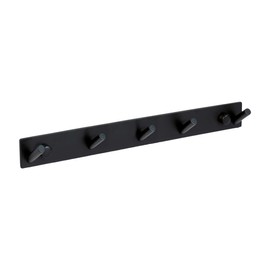 Ambrosya - Towel Holder Made of Stainless Steel in Black - Bathroom Clothes Hook Set Wardrobe (Stainless Steel (Black), 5 Hooks)