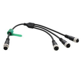 HangTon M12 4-pin T-Code Power Splitter Cable, 1 Male to 3 Female Connector for Turck Electrical Distribution Control Application Cognex 3D-A5000 Camera Sensor, 60V 12A, 30cm