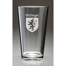 McDougal Irish Coat of Arms Pint Glasses - Set of 4 (Sand Etched)