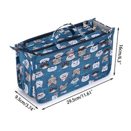 IGNPION Printed Handbag Insert Organiser with 13 Pockets, Expandable Zipper Bag, Shopping Bag, Organiser, Nappy Bag, Insert with Handle, cat