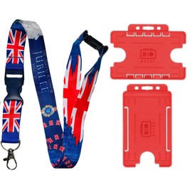 The Queens Platinum Jubilee 1952-2022 Collectors Edition Neck Lanyard with Safety Breakaway & Red ID Card Holder (with Horizontal Card Holder)
