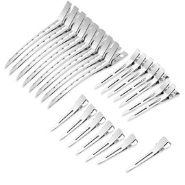 60Pcs Duck Bill Clips, Rustproof Metal Alligator Curl Clips with Holes for Hair Styling, Coloring, Silver, Billed Women Styling Sectioning, Silver Pins Long Hair, Loc Thick Roller, Bows DIY