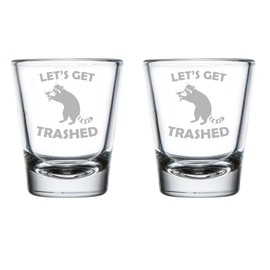 Set of 2 Shot Glasses 1.75oz Shot Glass Let's Get Trashed Raccoon Funny