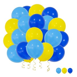 Yellow Blue Confetti Balloons, 40pcs 12 Inch Dark light Blue Party Balloons,Natural Latex Balloons for Men Women Girls Birthday, Wedding, Bridal Shower, Graduation, Casino Theme Party Decorations