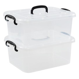 Quickquick 8 Liters Clear Storage Latch Box, Plastic Storage Bins with Lids, 2 Packs