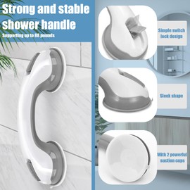 Pack of 2 Grab Handles with Suction Cup for Seniors, Shower Handle, No Drilling, Shower Handle with Suction Cup and Quick Release, No Drilling, for Bathrooms, Children and the Elderly