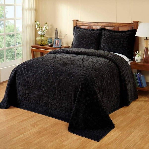 3 Piece Luxurious Tufted Textured 100% Cotton Chenille Bedspread Queen