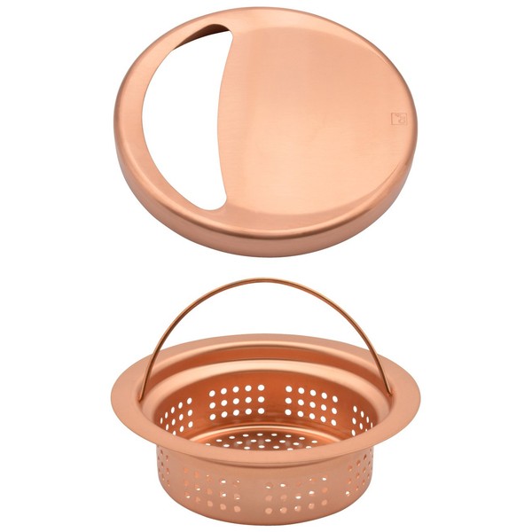 Gaona Camo GA-PB028 Copper Garbage Basket and Lid Set for Sinks, Antiseptic Effect (Prevents Numeries, Odor, Hygienic)