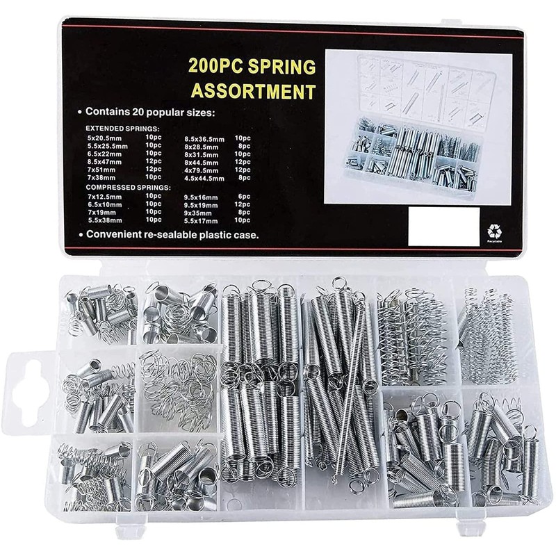 Yuentoen 200 Piece Spring Assortment Set Kit, Compression Springs Assortment,