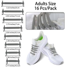 WLLHYF No Tie Shoe Laces Stretchy Silicone Elastic Lazy Shoelaces Rubber Flat Shoe Ties One Size Fits All Kids Adults (Grey)