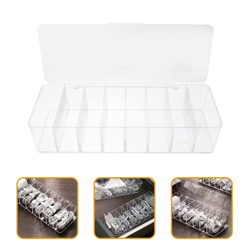 Operitacx Plastic Cable Management Box with Compartments Durable Organizer for