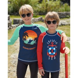 BesserBay Children's UV Shirt Long Sleeves Rash Guard Quick-Drying UV Swimming Shirt for Boys 110-160, Surfing Green