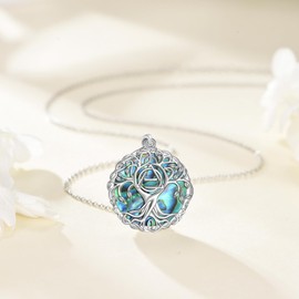 YFN Tree of Life Necklace Sterling Silver Therian Tree Pendant Jewelry Therian Pride Symbol Gifts for Women Men, Normal, Sterling Silver, No Gemstone