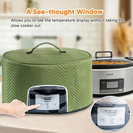BAGSPRITE Slow Cooker Cover with Aluminum Foil Lining for Crock-Pot & Hamilton Beach 6, 7, 8 Quart Oval Slow Cookers – Appliance Dust Cover with See-Through Window