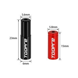 Kigauru 20pcs Bicycle Brake Cable End Caps 10pcs 5mm Brake Line Caps (Black) + 10pcs 4mm Shift Cable Caps (Red) Aluminum Alloy Brake Cable End Caps Derailleur Shifter Wire Cable for Mountain Bike Road Bike Tools