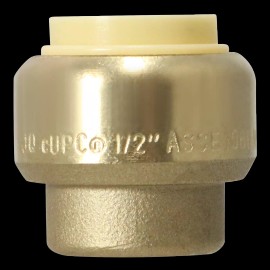 Push Fit 2 Pcs XFITTING Push Fit Cap 1/2 inch, 1/2", Push to Connect End Cap Plug, Brass