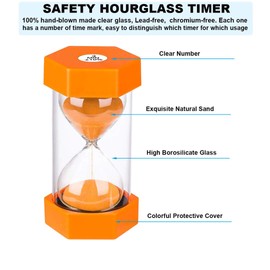 Sand Timer 3 Minute Hourglass Timer: Plastic Sand Watch 3 Min, Large Orange Sand Clock 3 Minutes, Colorful Hour Glass Sandglass Timer for Kids, Games, Classroom, Kitchen, Decoration