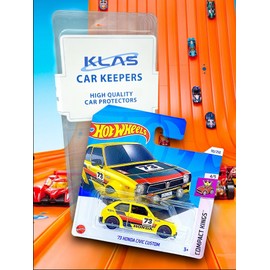 Hot Wheels '73 Honda Civic Custom (Yellow, Black & Red) 4/5 Compact Kings - 2024-90/250 (Short Card) - COMES IN A GENUINE KLAS CAR KEEPER PROTECTOR CASE - HTC19