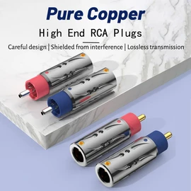 Viborg 4Pcs Rca Plug Solder Pure Copper Gold Plated Male Rca Connector For Cables Up To 8.5mm