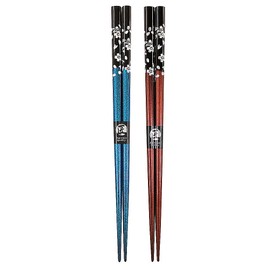 Couples Chopsticks, Silver Cherry Blossoms, Unisex Size, Blue, Red, Paulownia Box and Wrapping Included, For Marriage, Wedding Gift, Newlyweds, Bridegroom, Enrollment, Celebration, Wedding Present,
