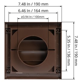 ECOPRO VENT Plastic 4" Brown Dryer Vent Cover with Flange - Exhaust Ventilation Grille with Shutters - Louvered Air Vent for Bathroom, Kitchen, Garage various Ventilation Systems Ø3.9" / 7.5" x 7.5"