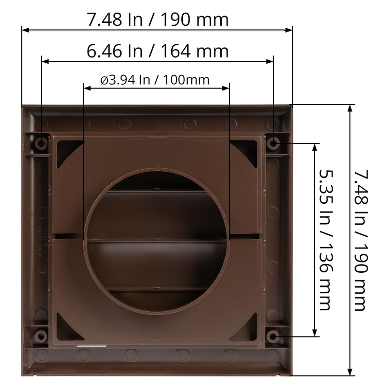 ECOPRO VENT Plastic 4" Brown Dryer Vent Cover with Flange