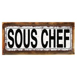 Homebody Accents Framed Sous Chef 6"x16" Metal Sign, Rustic, Cooking, Dining, Hand-Crafted from Reclaimed Materials