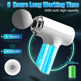 Massagepistole, Unipampa Mini Massage Gun, Leise Handmassagegeräte, Massagegerät mit 4 Massageköpfen, Muskelmassagepistole, Massage Pistole mit 6 Geschwindigkeiten, 2400mAh Akku, USB Ladeanschluss