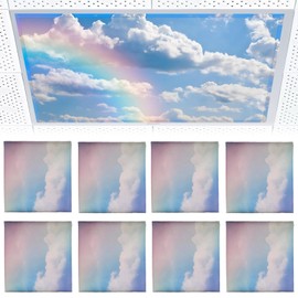 Torixqi 8 Pcs Fluorescent Light Covers for Ceiling Lights Classroom, Magnetic Light Filters, Fluorescent Light Diffuser Covers for Office, Hospitals, Home 4 x 2 Feet (rainbow)