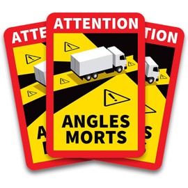 Attention Angles Morts - Blind Spot Stickers fot Heavy weight truck (France), Premium Quality, Anti-UV, Sets Available of 3 up to 48, Anti-Scratch Very High Resistance, Warning Stickers – 17 x 25 cm