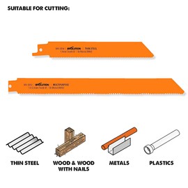 Evolution Power Tools RAGE8 Twin Pack Recip Saw Blades (Thin Steel and Multi-Purpose)