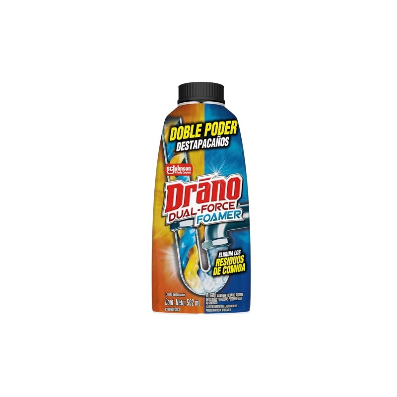 Drano Destapacaños, Espuma, Olor Neutro, Dual Force Foamer, 500 ml