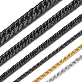 ChainsHouse Men Heavy Curb Cuban Chain Thick 12MM Wide Street Rock Hip Hop Style Jewelry Ion Plating Black Metal Chunky Necklace (22 inch)