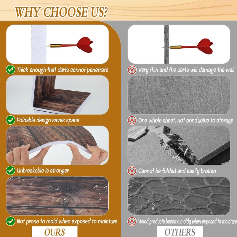 CODOHI Dart Board Wall Protector Felt Wood Grain Foldable Dart