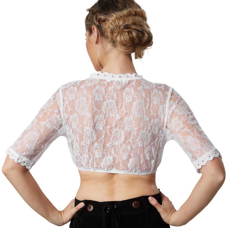 dressforfun 900595 Elegant Dirndl Blouse, Sleeves Made of Lace with