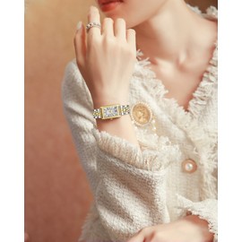 MASTOP Women's Bracelet Watch Small Dainty Womens Watch Vintage Gold Silver Watches for Women Waterproof Ladies Relojes para Mujer with Tools (Silver White)