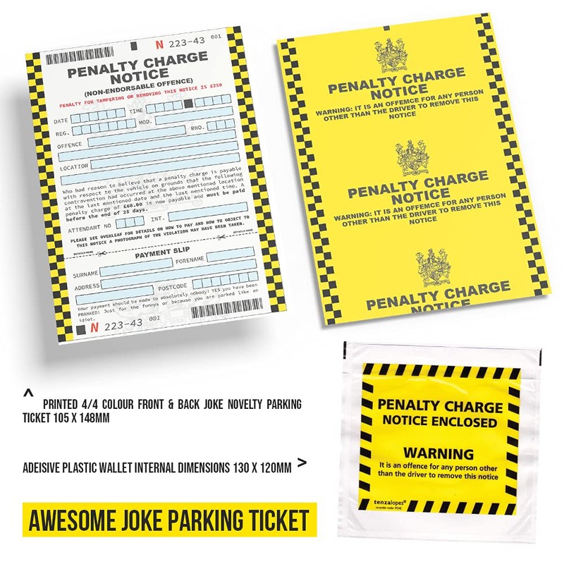 Panda Loco Parking Ticket: 5 x Realistic Tickets, Plastic Wallet,