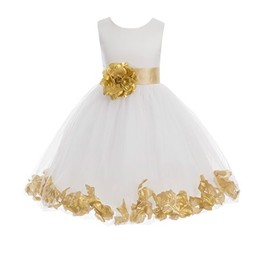 Ivory Tulle Rose Floral Petals Toddler Flower Girl Dresses Bridal Gown 302T 8