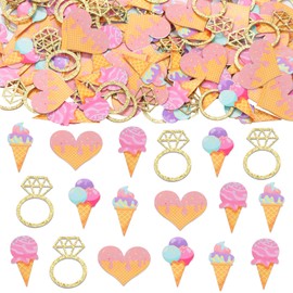 Ice Cream Bridal Shower Decorations, 200Pcs Ice Cream Bridal Shower Confetti for Table, She’s Been Scooped Up Bridal Shower Wedding Engagement Bachelorette Party Supplies