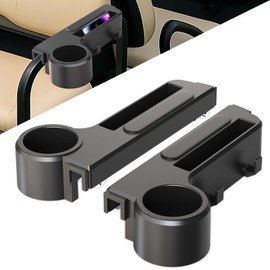 Golf Cart Armrest with Cup Holder - Universal Fit for EZGO/Club Car/Yamaha Rear Seat, Fits 1”/1.25” Square Tube Frames, Durable ABS Construction, Phone Holder, No Drilling