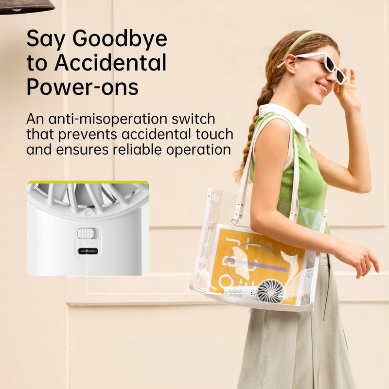 JISULIFE Handheld Portable Fan, Stronger and Longer-Lasting: 5 Speed, 5000mAh