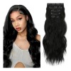 Extensiones De Cabello De Pelo Ondulado Cortinas Clip 6 Pzs