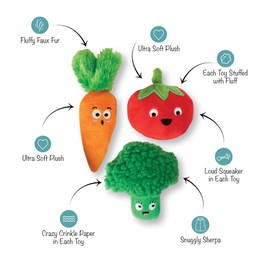 Fringe Studio Plush Dog Toy Set, Farm to Table, Small 3 Piece Set, Pet Shop Collection (662075)